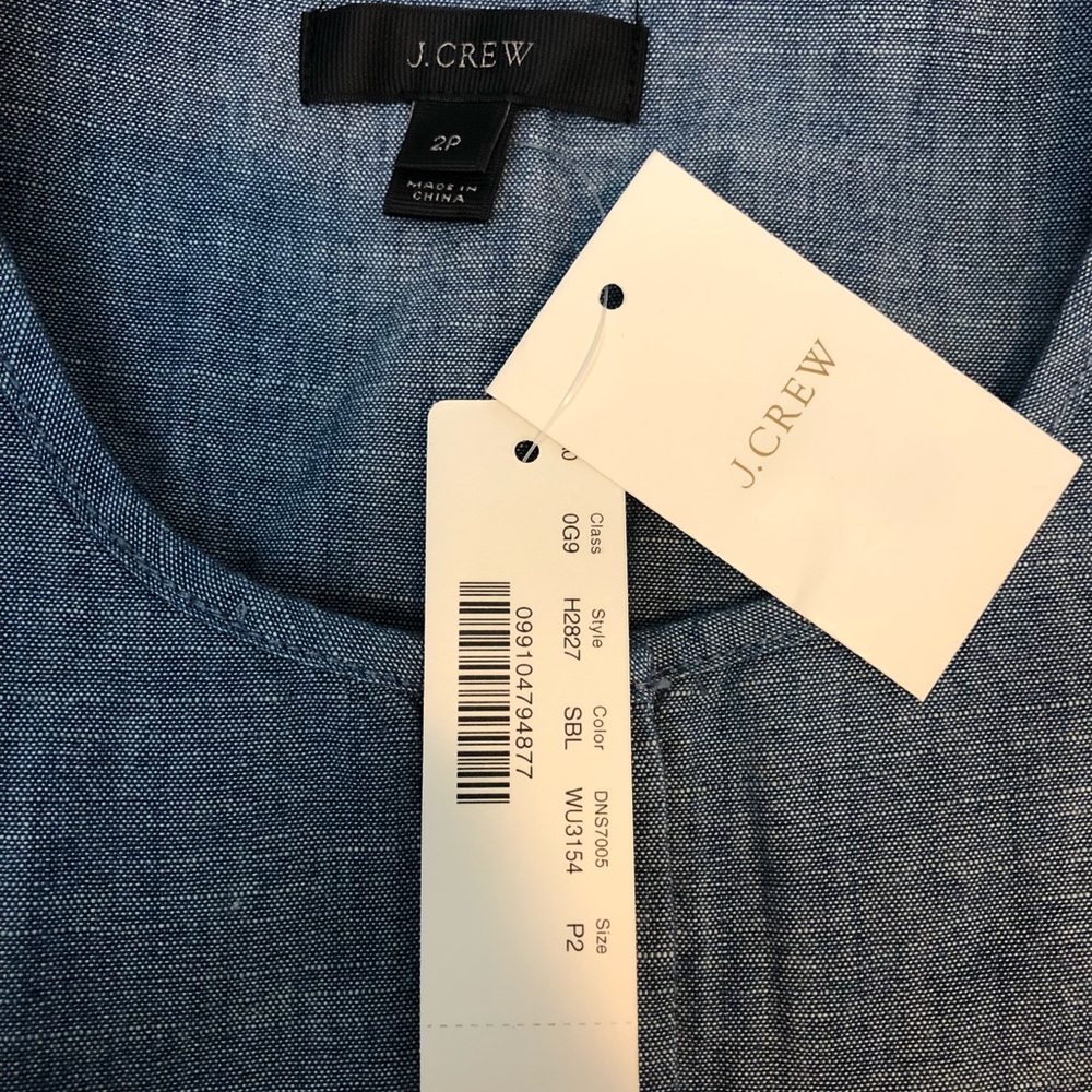 NWT J crew blue ruffle front chambray blouse shirt top - Picture 8 of 8